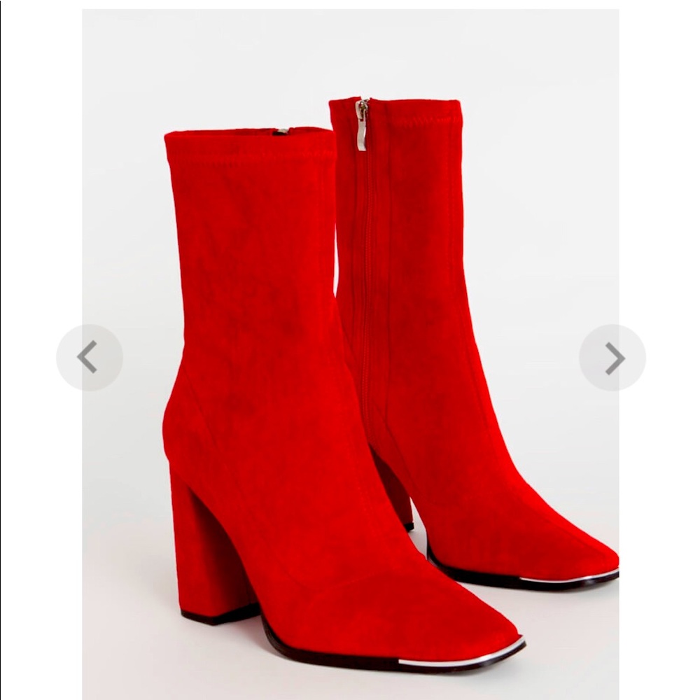 RED Suede Booties *BRAND NEW / NEVER WORN*